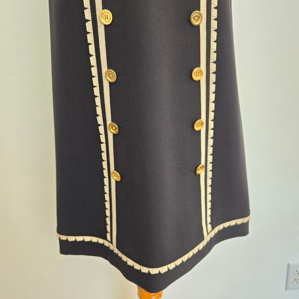 Juicy Couture Women Babydoll Twee Shift Dress Mod Preppy A-Line Black Buttons 8 - Picture 6 of 11